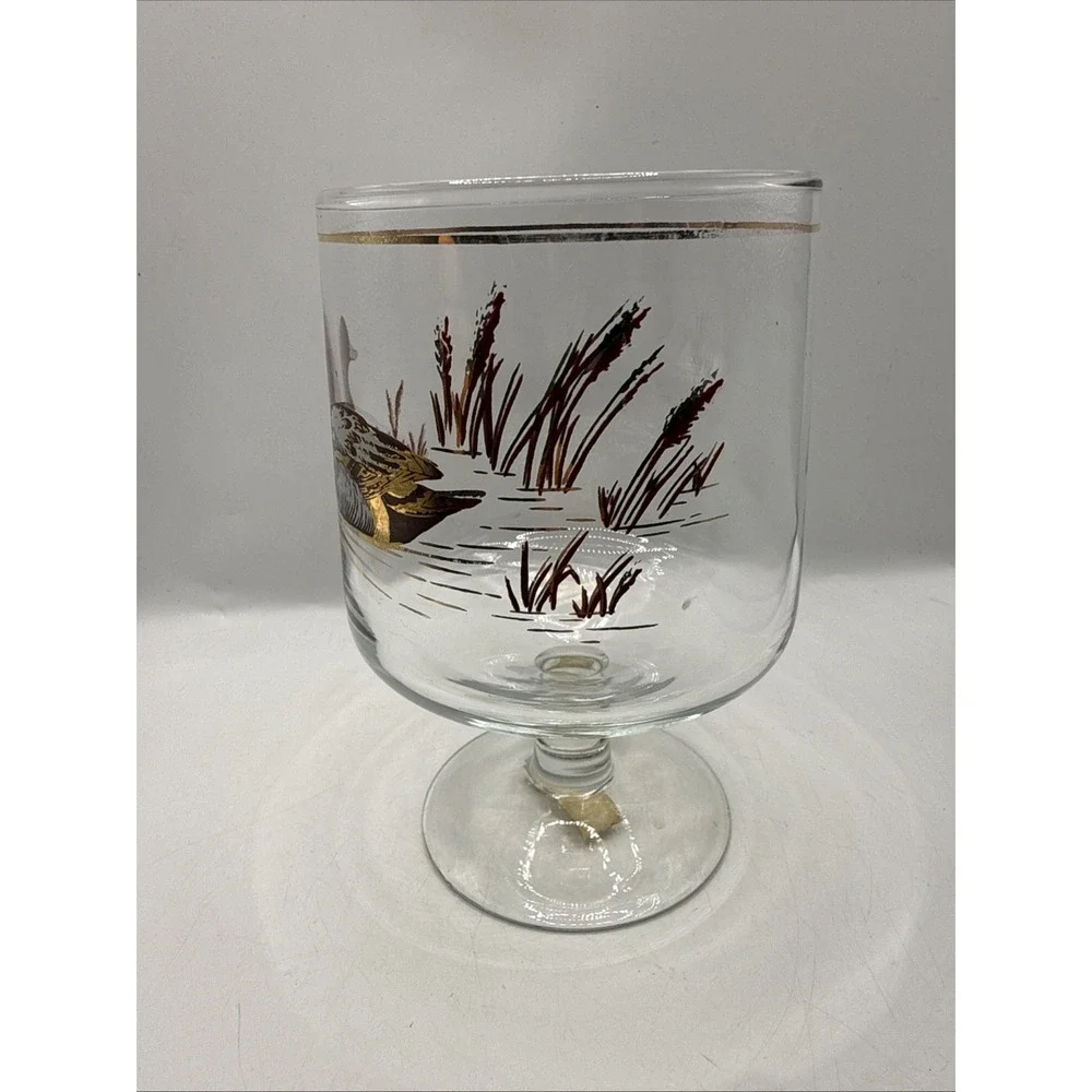Culver European Widgon Duck  Collection Glass Gold Accents Large Brandy Snifter